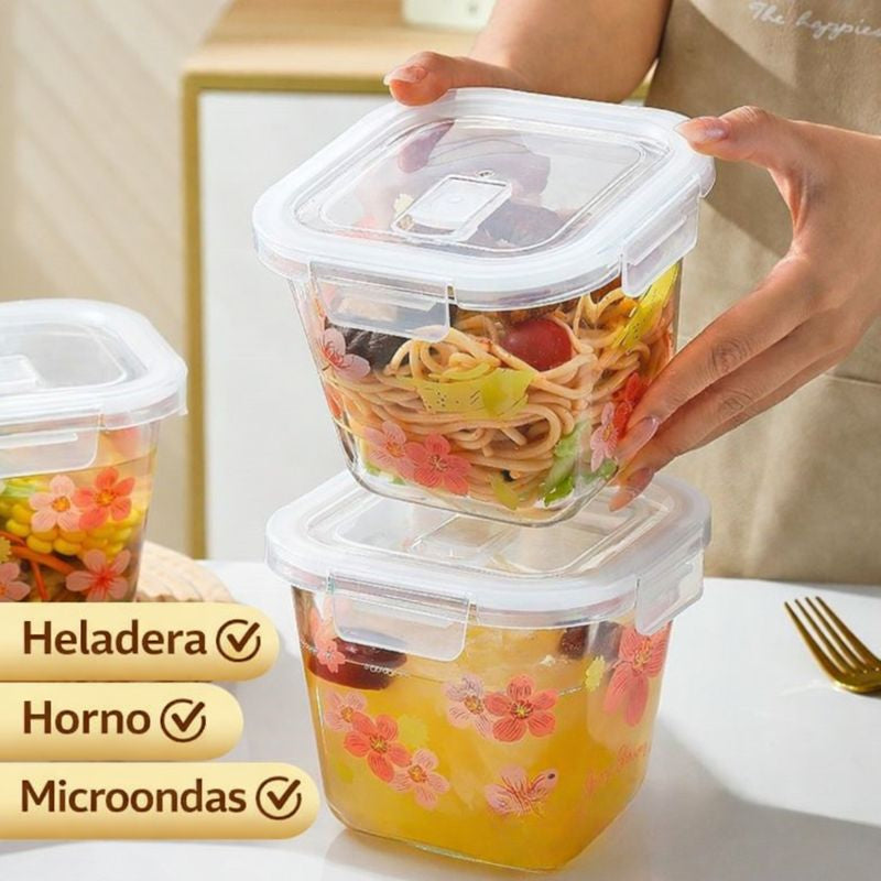 Kit de 10 Frascos Herméticos de Vidrio Templado Premium con Tapa Sellada y Traba de Seguridad + ¡Kit de Utensilios GRATIS!