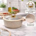 Juego de 5 Ollas de Cerámica Antiadherente con Triple Revestimiento (¡Cociná más rápido y con mucho menos desorden!)