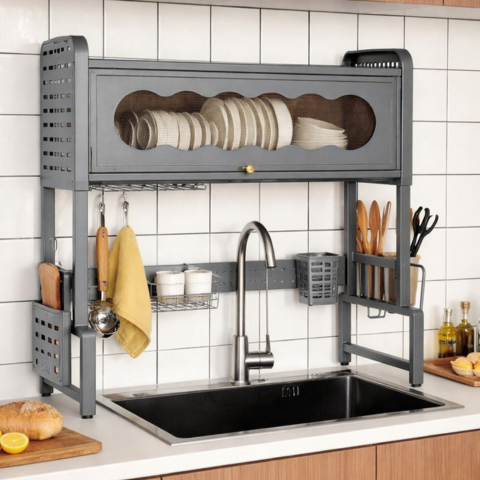 Escurridor Multifunción de Acero Inoxidable EasyHome + Kit de Utensilios de Cocina de REGALO